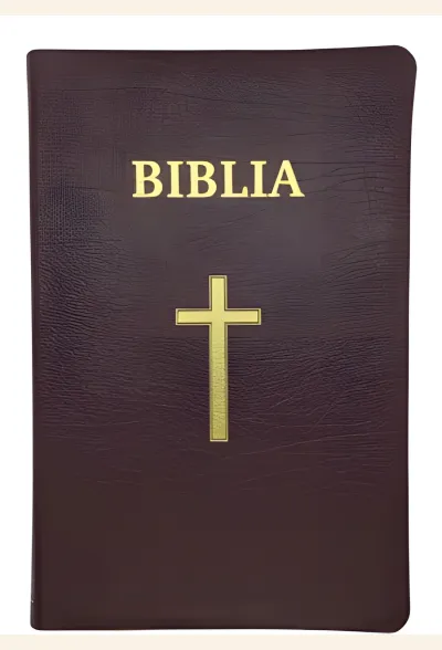 Biblia Cornilescu, ediția Centenară, piele vișinie, margine aurită