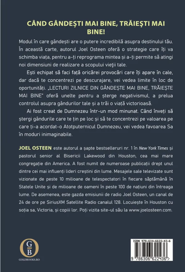 Coperta verso - Lecturi zilnice din Gândește mai bine, trăiește mai bine