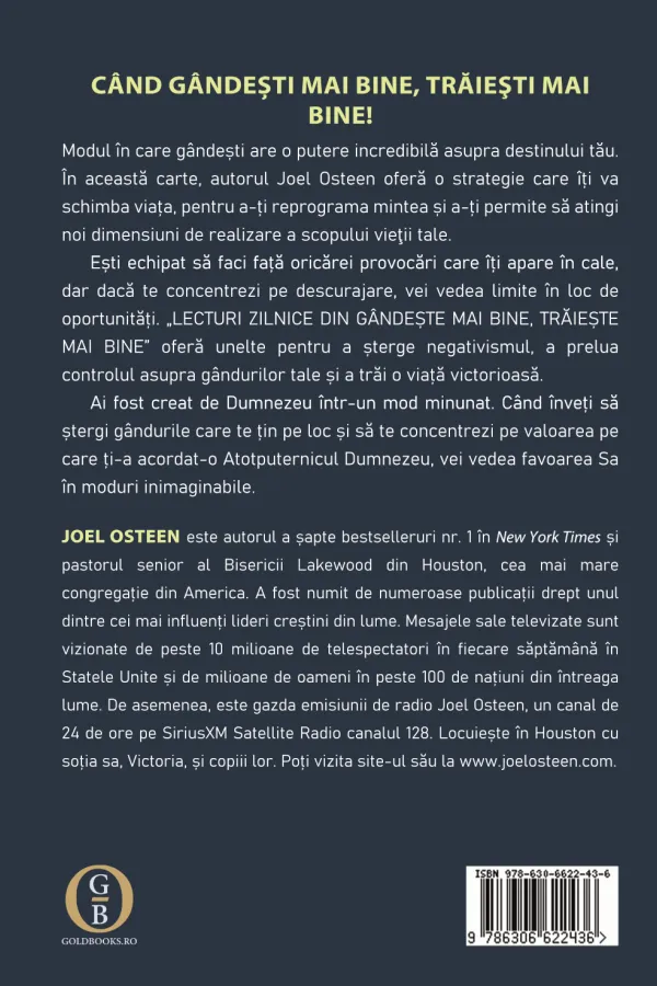 Coperta verso - Lecturi zilnice din Gândește mai bine, trăiește mai bine