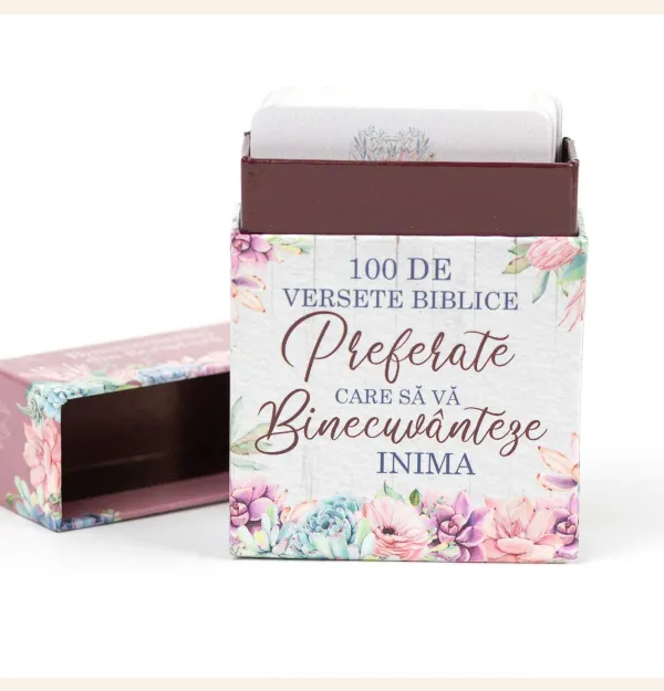 Coperta verso - 100 de versete biblice preferate care să vă binecuvânteze inima – cutie cu carduri