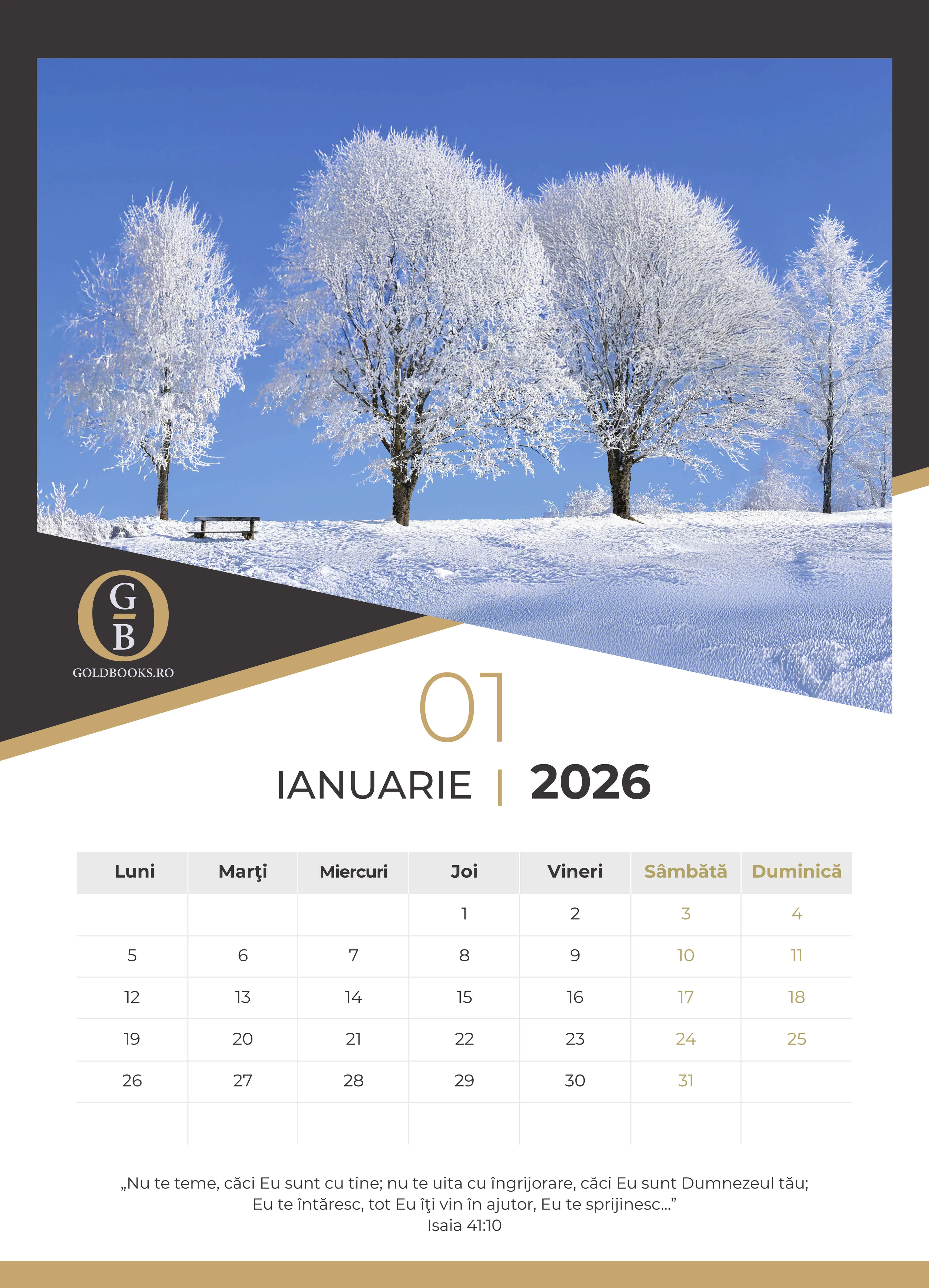 Calendar A3 GoldBooks